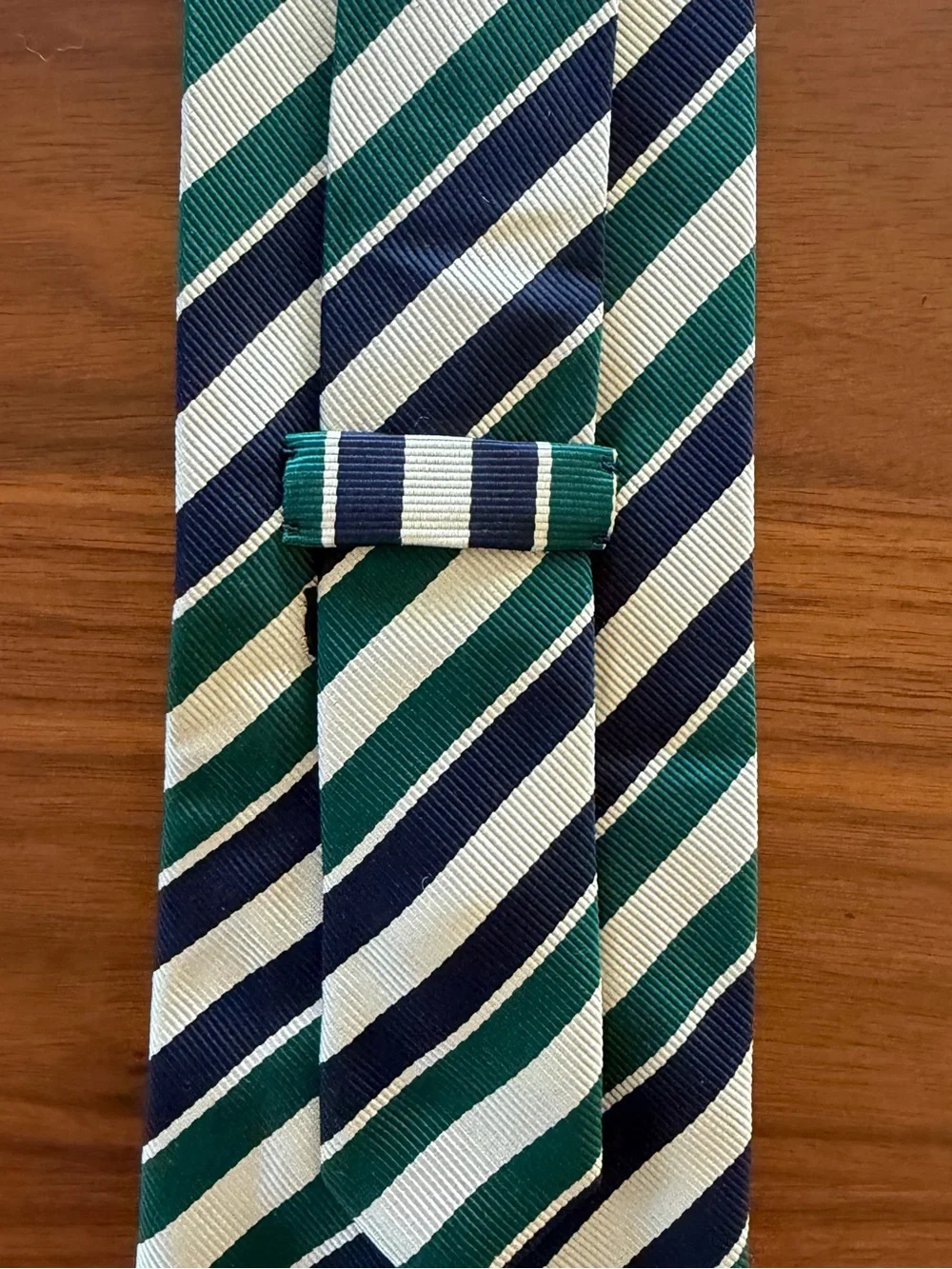 Drakes Striped Teal, Navy & White Men's Tie